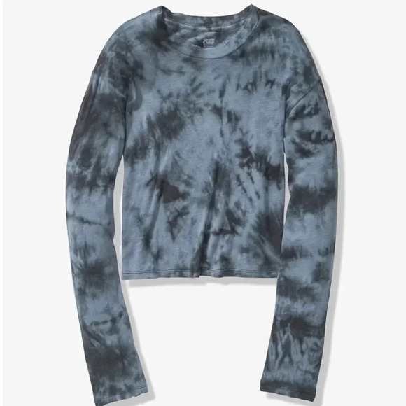 🆕PINK LONG SLEEVE TIE DYE CROPPED TEE L🆕 - Picture 2 of 4